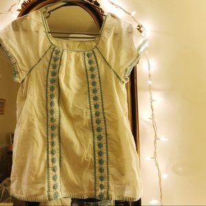 Cream and teal blouse